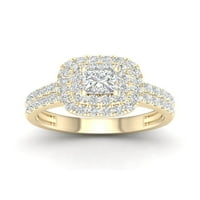 Imperial 14k aur galben 1-1 2CT TDW Printesa tăiat diamant dublu inel de logodna