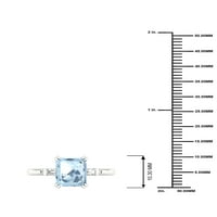 Imperial Gemstone 10k Aur Alb Smarald tăiat Aquamarine CT TW diamant femei Inel