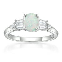 Jay Heart proiectează argint Sterling creat Opal și a creat inel de safir alb