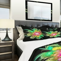 Designart 'ideal Fractal Flower Digital Art In Green' set de huse de plapumă moderne și contemporane