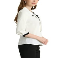 Chilipiruri unice femei Cravată V gât jumătate maneca buton Mansete camasa bluze elegante