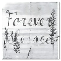 Wynwood Studio tipografie și citate Wall Art Canvas printuri 'Forever Blessed' Familie Citate și zicători-Negru, gri