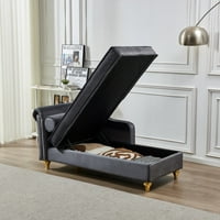 Scaun canapea futon Momspeace cu canapea de depozitare canapea modernă tapițată canapea Reclinabilă pentru sufragerie-Gri