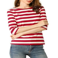 Chilipiruri unice femei mâneci Gât rotund Contrast culoare dungi t-shirt