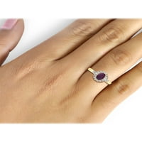Bijuteriiclub Rubin Inel Birthstone Bijuterii-2. Carat Rubin 14k aur placat cu argint inel bijuterii cu diamant alb Accent-Gemstone