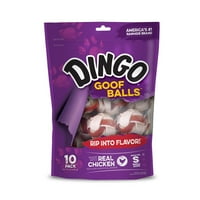 Dingo Goof Balls Chicken Rawhide Chews pentru câini mici, 10-Count