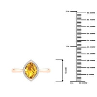Imperial Gemstone 10k Rose aur Marquise Cut Citrine CT TW diamant Halo femei Inel