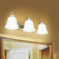 Goplus baie lumina 3-Lumina LED periat vanitatea nichel cu alabastru sticlă Dimmable