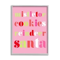 Vasc Cookie-Uri Reindeer Santa Bold Holiday Graphic Art Gri Înrămate Art Print Wall Art
