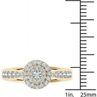 Carat T. W. diamant Cluster Halo 10kt aur galben inel de logodna