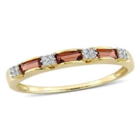 Carat T. G. W. Granat și diamant-Accent 10kt aur galben inel aniversar