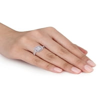 Carat T. W. diamant 10k Aur Alb Halo inel de logodna