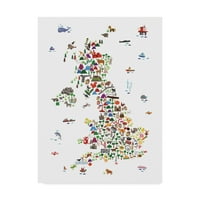 Marcă comercială Fine Art 'Animal Map of Great Britain & NI pentru copii și copii' Canvas Art de Michael Tompsett