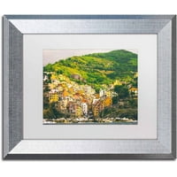 Marcă comercială Fine Art 'Cinque Terre 2' Canvas Art de Ariane Moshayedi, alb mat, cadru argintiu