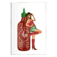 Stupell Industries Southern Girl Hot Sauce Bottle Frumusețe Și Modă Pictură Neîncadrată Artă Imprimată Artă De Perete
