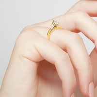 Vow & Forever personalizate mireasa 14k aur peste Sterling Silver Marquise Alb Topaz și diamant nume inel de nunta