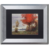 Marcă comercială Fine Art Peisaj cu copaci roșii Canvas Art de Daniel Moises, negru mat, cadru argintiu