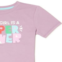 Tricou cu mânecă scurtă Super Power pentru fete de Ziua Femeii, mărimi 4-18