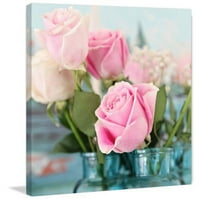Trandafiri roz pictură imprimată pe pânză înfășurată