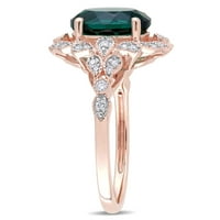 Miabella femei 3 carate create Emerald Carat Diamond 10kt Rose Gold Halo Cocktail inel