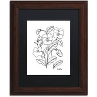 Marcă comercială Fine Art Simple Flower Doodle 3 Canvas Art de KCDoodleArt negru mat, cadru din lemn