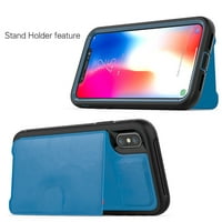 : Kona Vegan leather Folio Wallet Case & Selfie Stick mini trepied pentru Apple iPhone XS-Kickstand , sloturi pentru carduri,
