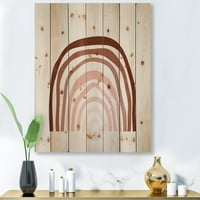 Designart 'Terracotta Minimalist Boho Art Rainbow I' Imprimeu Modern pe lemn Natural de pin
