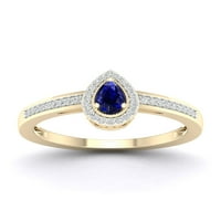 Imperial Gemstone 10k Galben Aur pere tăiat albastru safir 1 10CT TW diamant Halo femei Inel