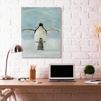 Stupell acasă D Procor Penguin familie Albastru acuarelă animale pictura panza arta de perete de Stellar Studio