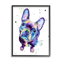 Franceză Bulldog Violet Hued Câine Animale & Insecte Arta Grafica Negru Încadrată Arta Print Perete Arta
