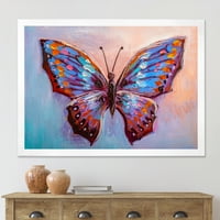 Designart 'Ancient Blue Butterfly II' imprimare modernă de artă încadrată