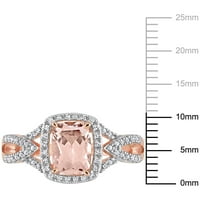 Miabella femei 1-Carat T. G. W. perna-Cut Morganite și carate T. W. diamant 10kt Aur Roz Halo Crossover inel de logodna