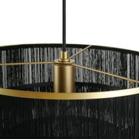 Globe electric Willow 1-Lumina mată de aur pandantiv lumina cu tesatura neagra umbra Franjuri, 44845