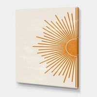 Designart 'Orange Sun Print Pe Bej I' Modern Canvas Wall Art Print