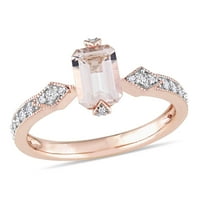 Miabella femei Carat octogon-Cut Morganite Carat diamant 10kt Rose aur inel de logodna