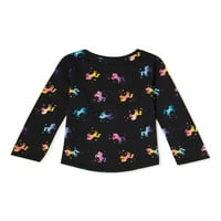 Garanimals Baby & Toddler Girls tricou cu mânecă lungă cu imprimeu Unicorn, dimensiuni 12M-5T