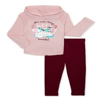 Sweet Butterfly Toddler Girl Hacci Hoodie și jambiere, Set Din 2 piese, dimensiuni 2T-4T