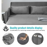 Canapea extensibilă tapițată Aukfa pat extensibil, canapea extensibilă Convertibilă Loveseat pentru sufragerie-Gri