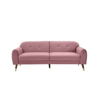Canapea Aukfa Loveseat, canapea secțională din catifea cu smocuri de catifea pentru sufragerie, 75,5 Roz