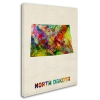 Marcă comercială Fine Art North Dakota Map Canvas Wall Art de Michael Tompsett