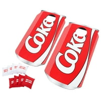 Coca Cola Cornhole joc în aer liber Set, cocs din lemn poate-în formă de porumb gaura Toss placi cu saci de fasole de Hei