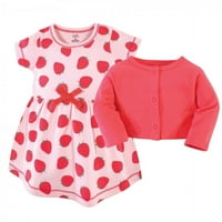 Set de rochii și Cardigan din bumbac Organic atins de natură pentru bebeluși și copii mici, căpșuni, 9 luni