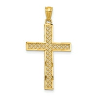 Primal Gold karat aur galben diamant tăiat filigran cruce pandantiv cu lanț de frânghie de cablu