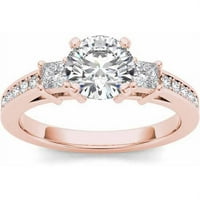 1-Carat T. W. inel de logodnă cu trei pietre din aur roz de 14kt
