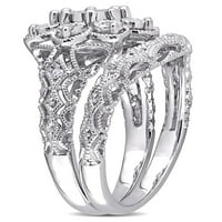 Carat TW Diamant Sterling Argint Florale Mireasa Set