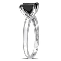 Miabella femei carate TW Printesa-cut diamant negru 10kt Aur Alb Solitaire inel de logodna