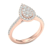 Carat T. W. diamant 10kt inel de logodnă compozit în formă de pară din Aur Roz