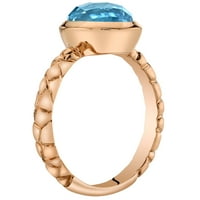 Oravo 2. ct formă ovală Swiss Blue Topaz Solitaire inel în aur roz de 14k