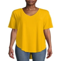 Tricou tunică cu mânecă scurtă în V pentru femei Time and Tru