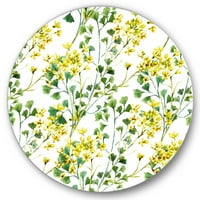 Designart 'flori sălbatice de vară galbene vibrante pe alb' artă tradițională de perete din metal cerc-Disc de 23